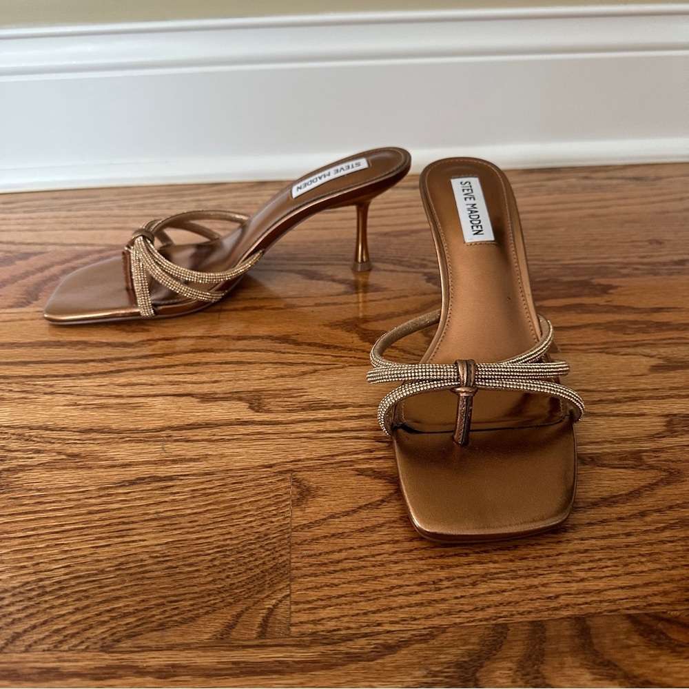 NEW Steve Madden Jazzee Bronze Dressy Slide Women's Sandals, Sz 8.5